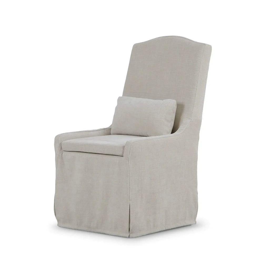 Sierra Slipcovered Dining Chair w/ Castors w/ Thames Natural Performance Fabric-Blue Hand Home