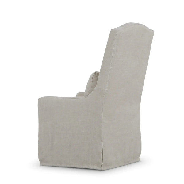 Sierra Slipcovered Dining Chair w/ Castors w/ Thames Natural Performance Fabric-Blue Hand Home