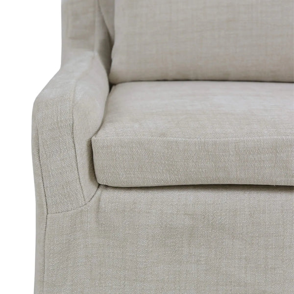Sierra Slipcovered Dining Chair w/ Castors w/ Thames Natural Performance Fabric-Blue Hand Home