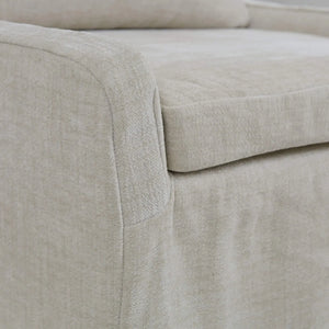 Sierra Slipcovered Dining Chair w/ Castors w/ Thames Natural Performance Fabric-Blue Hand Home