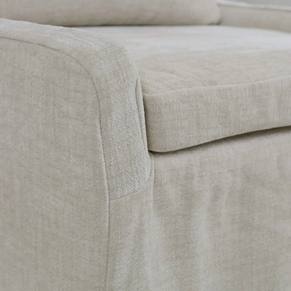 Sierra Slipcovered Dining Chair w/ Castors w/ Thames Natural Performance Fabric-Blue Hand Home