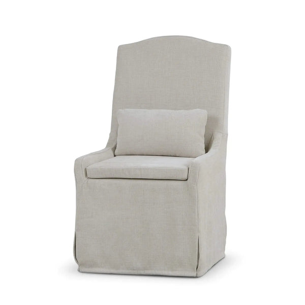 Sierra Slipcovered Dining Chair w/ Castors w/ Thames Natural Performance Fabric-Blue Hand Home