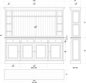Hudson Media Cabinet w/ Drawers-Blue Hand Home