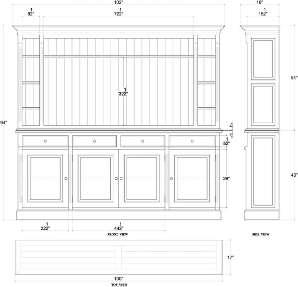 Hudson Media Cabinet w/ Drawers-Blue Hand Home