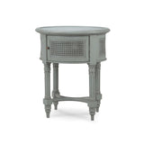 Montego Side Table In Grey Charleston w/ Rattan Door-Blue Hand Home
