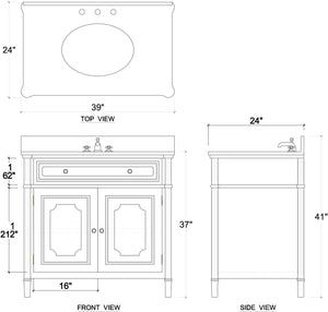 Nantes Single Vanity w/ Sink & Marble Top-Blue Hand Home