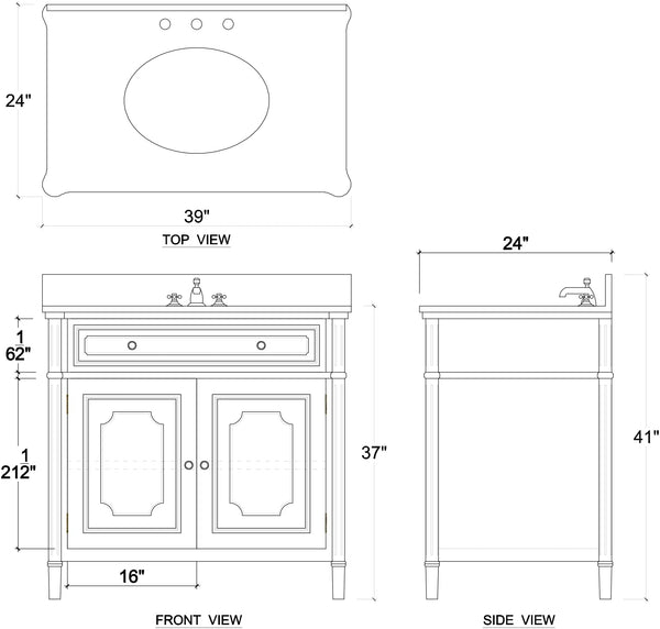 Nantes Single Vanity w/ Sink & Marble Top-Blue Hand Home