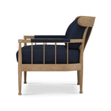 Versai Occasional Chair In Straw Wash w/ Blue de Malte Leather-Blue Hand Home