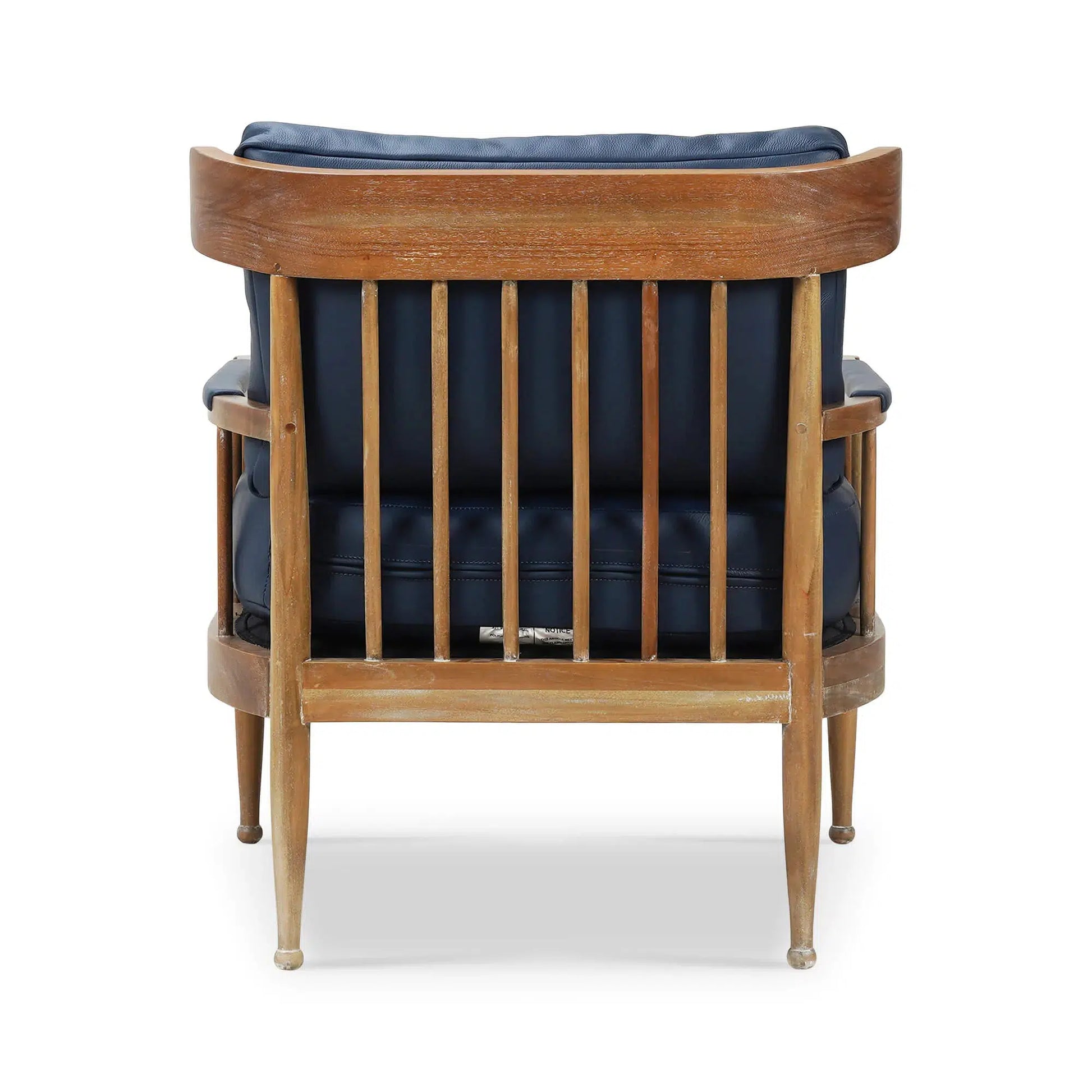 Versai Occasional Chair In Straw Wash w/ Blue de Malte Leather-Blue Hand Home
