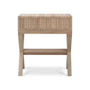 Renoir Bedside In Rattan Natural w/ Fruitwood Legs-Blue Hand Home