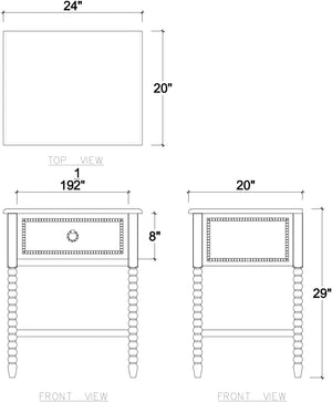 Cholet Bedside Table in Architectural White-Blue Hand Home