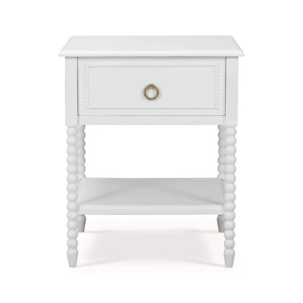 Cholet Bedside Table in Architectural White-Blue Hand Home