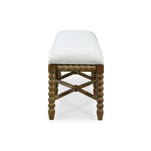 Cholet Bench Medium In Straw Wash w/ Arctic White Performance Fabric-Blue Hand Home