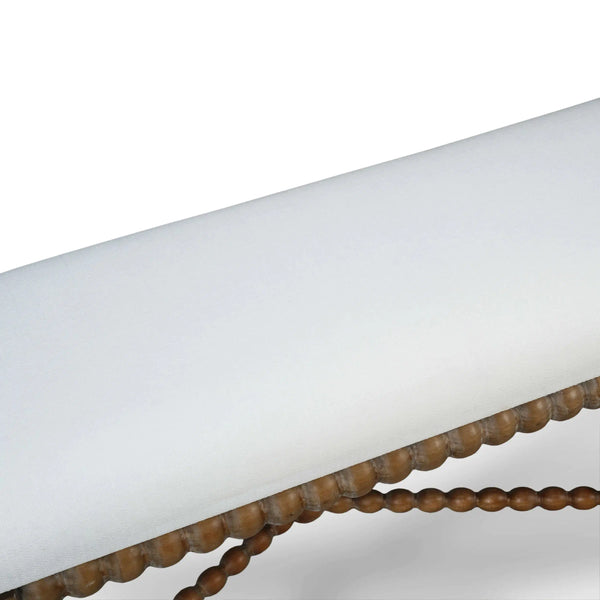 Cholet Bench Medium In Straw Wash w/ Arctic White Performance Fabric-Blue Hand Home