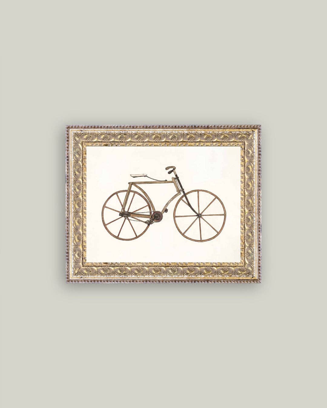 Old School Bike Framed Antique Art-Blue Hand Home