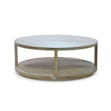 Cohan Round Coffee Table In Fruitwood w/ Rattan Natural-Blue Hand Home