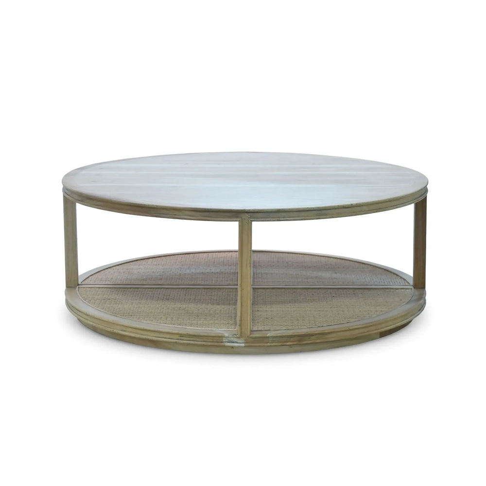 Cohan Round Coffee Table W/ Rattan-Blue Hand Home