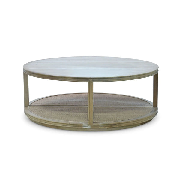 Cohan Round Coffee Table W/ Rattan-Blue Hand Home