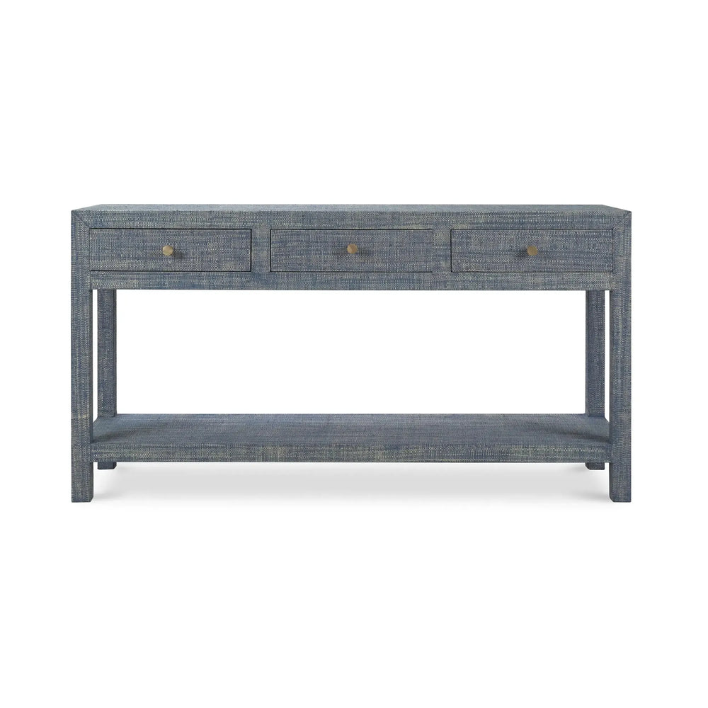 Kagu Console Table w/ Raffia-Blue Hand Home