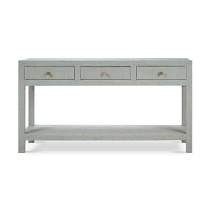 Kagu Console Table In Pale Blue Washed Raffia-Blue Hand Home