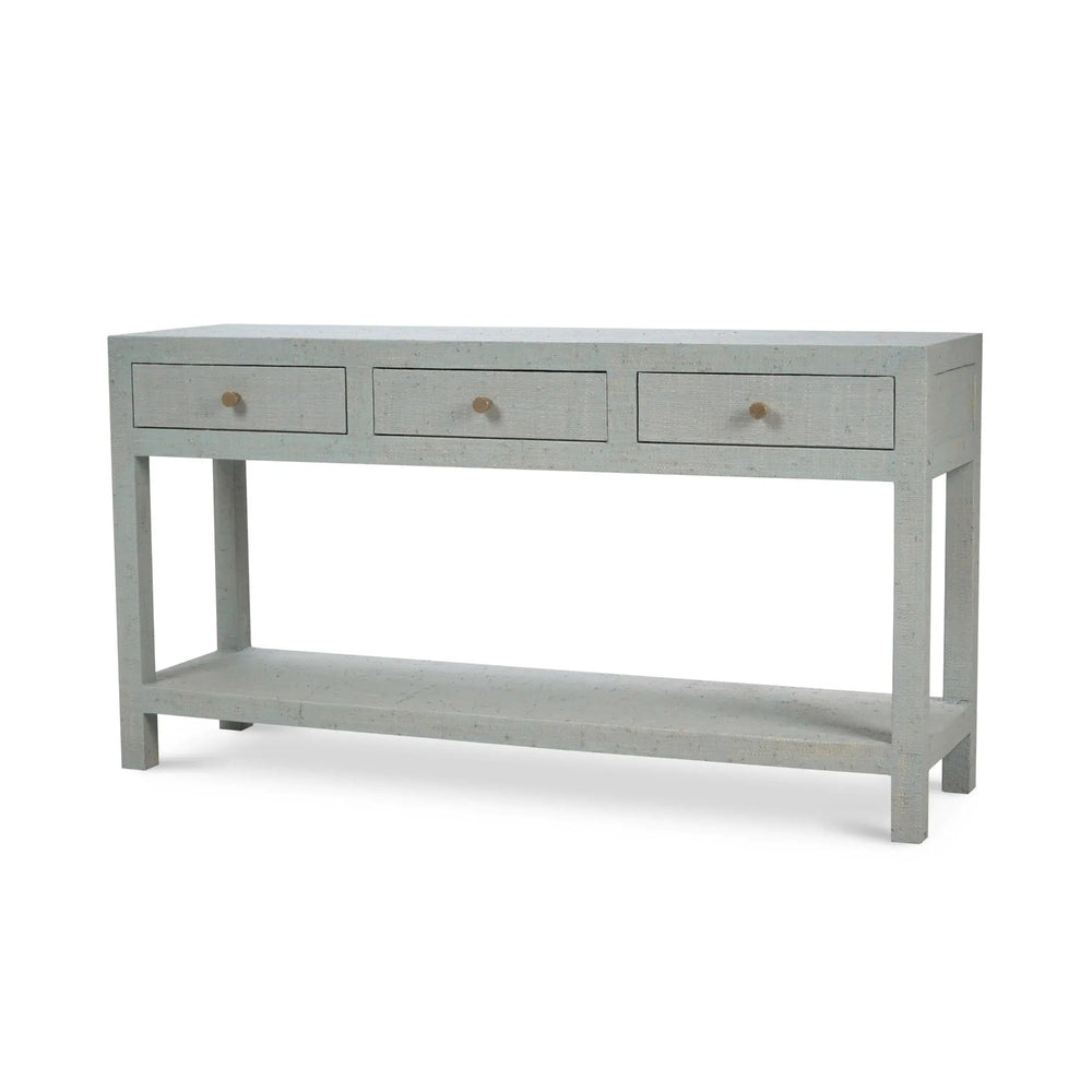 Kagu Console Table In Pale Blue Washed Raffia-Blue Hand Home