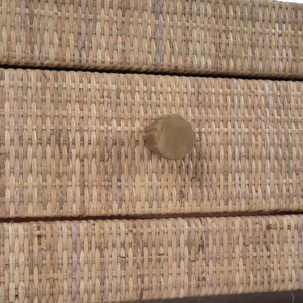 Kagu 6 Drawer Coffee Table In Rattan Natural-Blue Hand Home