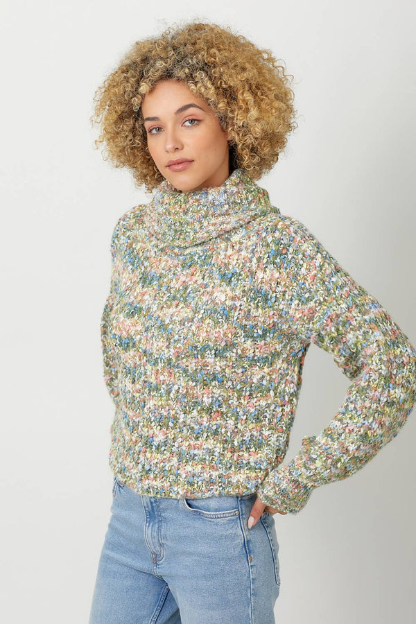 60795 Turtle Neck Cropped Sweater-Blue Hand Home