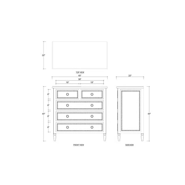 Cholet 5 Drawer Dresser In Straw Wash-Blue Hand Home
