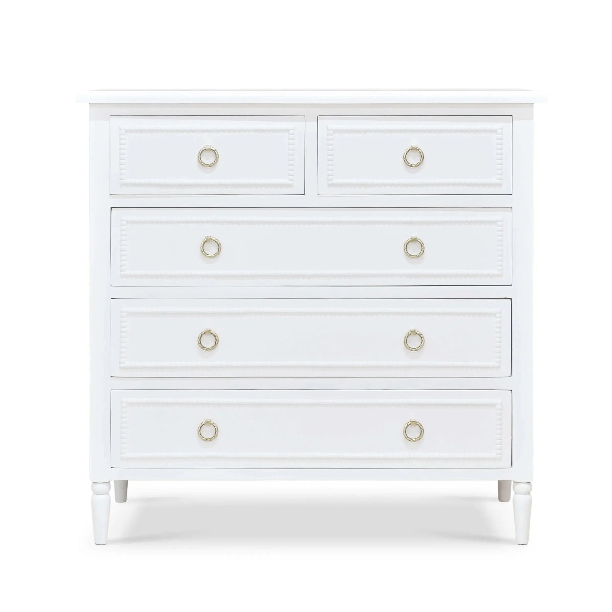 Cholet 5 Drawer Dresser In Architectural White-Blue Hand Home