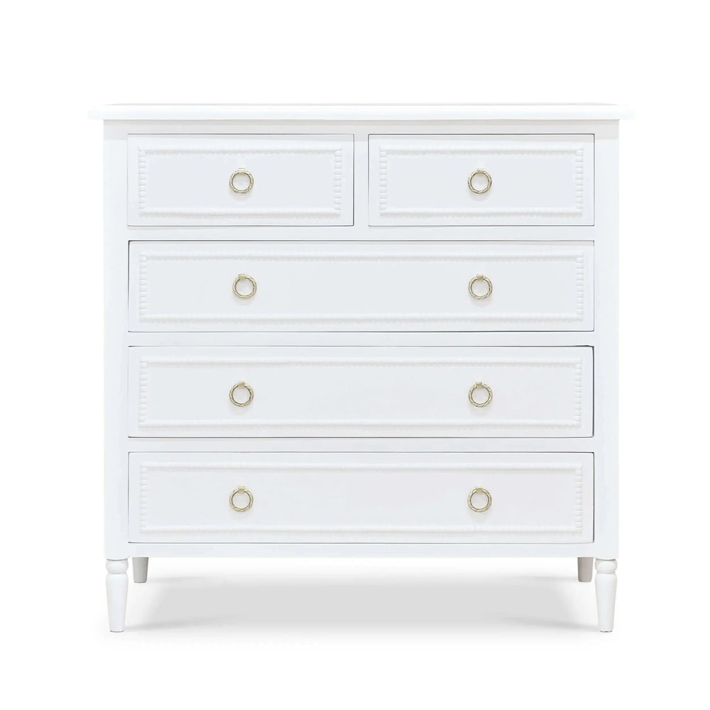 Cholet 5 Drawer Dresser in Architectural White-Blue Hand Home