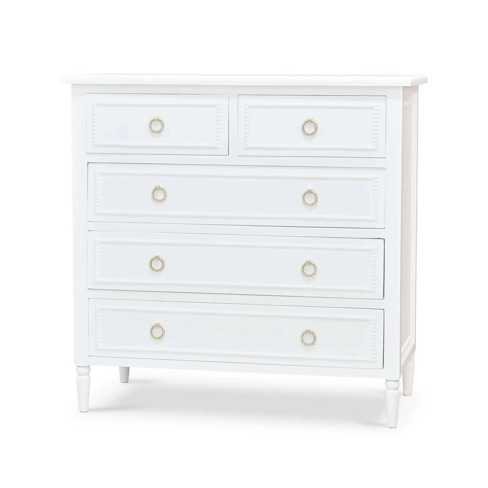 Cholet 5 Drawer Dresser in Architectural White-Blue Hand Home