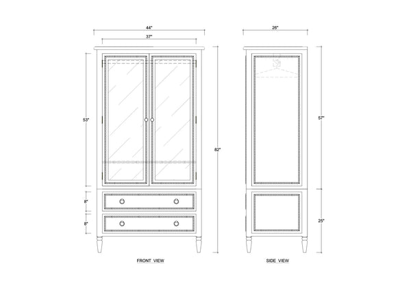 Cholet Wardrobe w/ 2 Drawer-Blue Hand Home