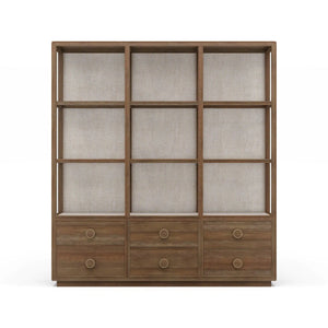 Cohan Open Cabinet w/ 6 Drawers w/ Rattan-Blue Hand Home