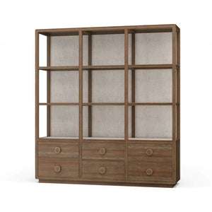 Cohan Open Cabinet w/ 6 Drawers w/ Rattan-Blue Hand Home