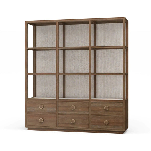 Cohan Open Cabinet w/ 6 Drawers w/ Rattan-Blue Hand Home