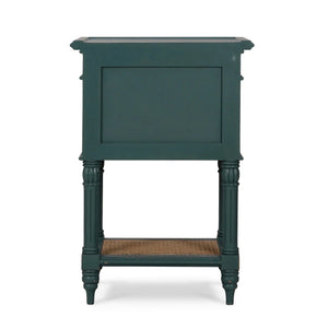 Montego Square End Table w/ Drawer & Rattan Door-Blue Hand Home