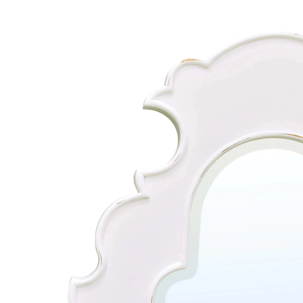 Lotus Mirror In White Harvest-Blue Hand Home