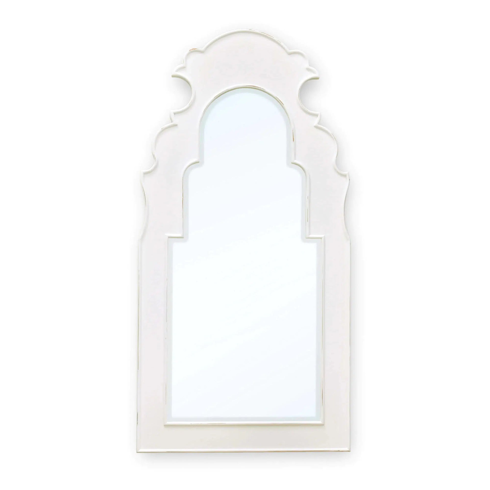 Lotus Mirror In White Harvest-Blue Hand Home