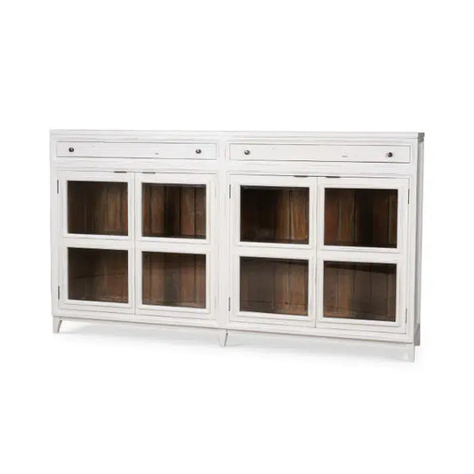 Paris Sideboard w/ 2 Drawers In White Harvest & Straw Wash-Blue Hand Home