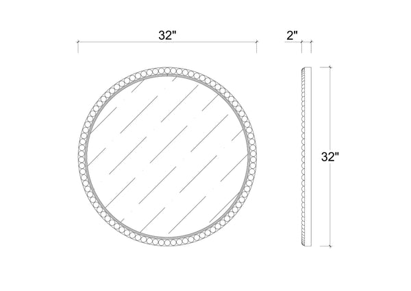 Cholet Round Mirror Large-Blue Hand Home