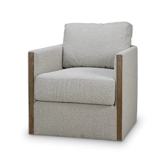 Normandy Swivel Chair In Boucle Sand Performance Fabric-Blue Hand Home