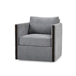 Normandy Swivel Chair in Walnut w/ Thames Gray Ashen Performance Fabric