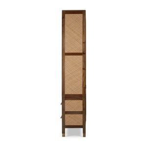Kagu 4 Door Tall Cabinet w/ Premium Rattan-Blue Hand Home