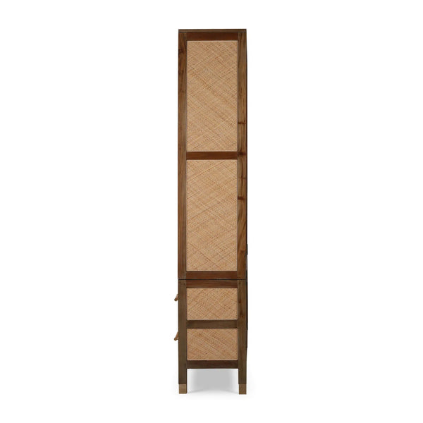 Kagu 4 Door Tall Cabinet w/ Premium Rattan-Blue Hand Home