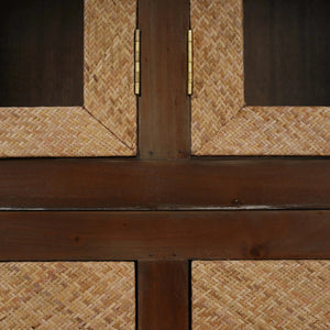 Kagu 4 Door Tall Cabinet w/ Premium Rattan-Blue Hand Home