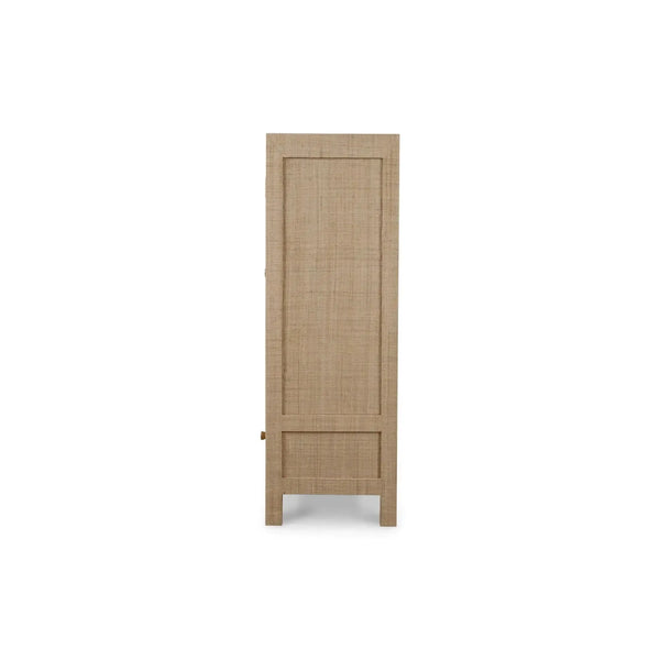 Kagu 4 Door Low Cabinet W/ Raffia-Blue Hand Home