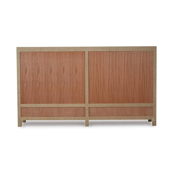 Kagu 4 Door Low Cabinet W/ Raffia-Blue Hand Home