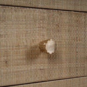 Kagu 4 Door Low Cabinet W/ Raffia-Blue Hand Home