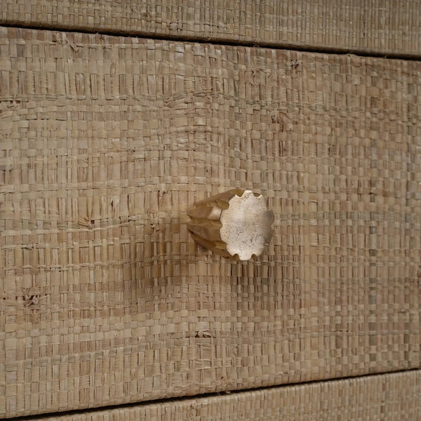 Kagu 4 Door Low Cabinet W/ Raffia-Blue Hand Home