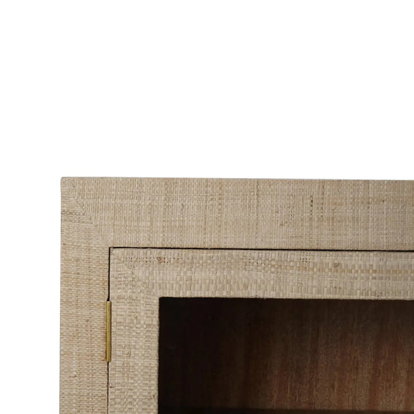Kagu 4 Door Low Cabinet W/ Raffia-Blue Hand Home